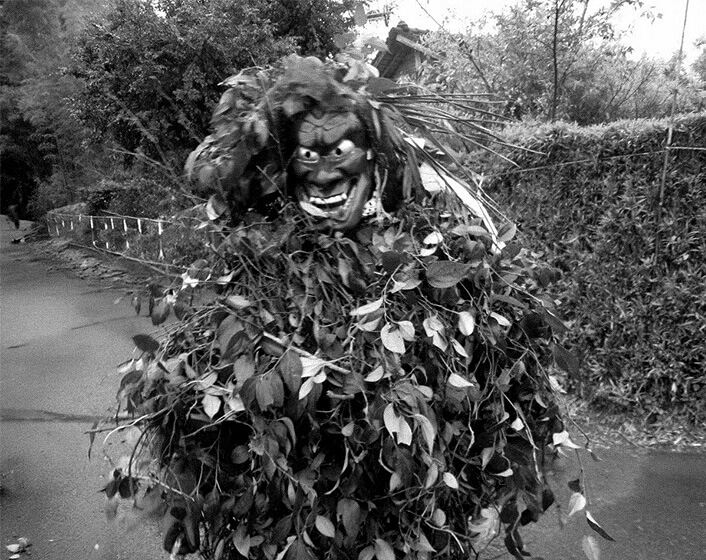 棕櫚皮の蓑を着て、全身をカズラで覆った鬼、ハレハレ